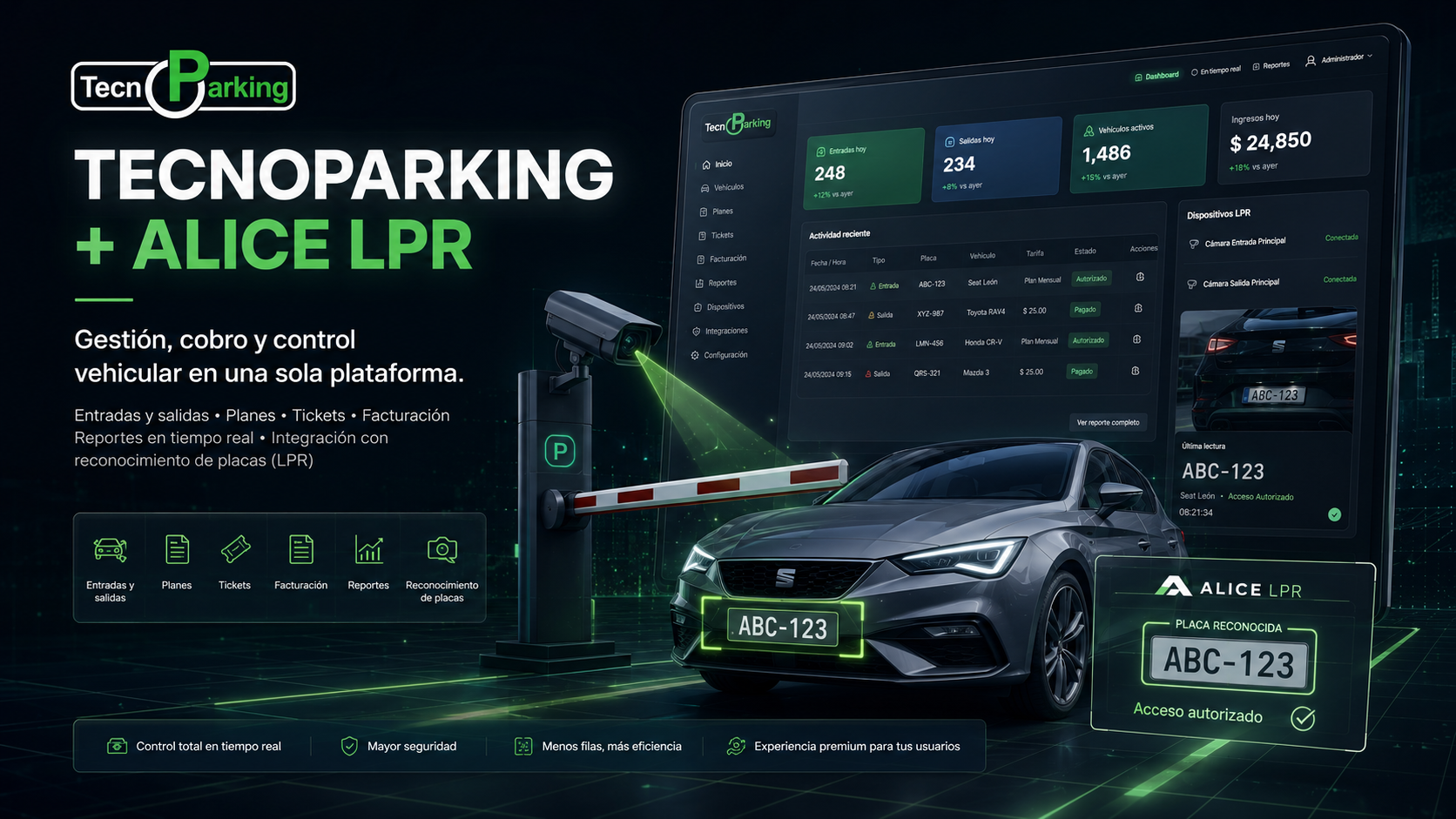 TecnoParking: gestión, cobro y control de acceso de parqueaderos